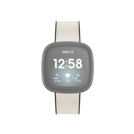 Hama Polsband Voor Fitbit Versa 3/Sense Horlogebandje Van Leer En Silic. Wit