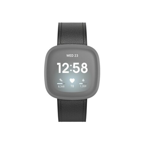 Hama Polsband Voor Fitbit Versa 3/Sense Horlogebandje Van Leer En Silic. Zw.