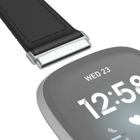 Hama Polsband Voor Fitbit Versa 3/Sense Horlogebandje Van Leer En Silic. Zw.