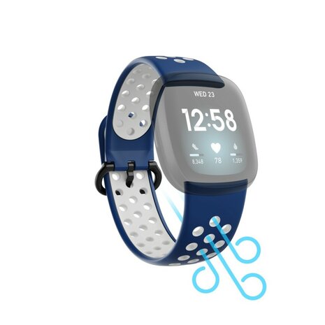 Hama Sportpolsband Voor Fitbit Versa3/Sense Ademend Universeel Donkerb./grijs