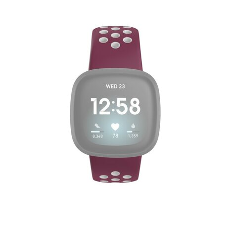 Hama Sportpolsband Voor Fitbit Versa3/Sense Ademend Universeel Bordeaux/grijs