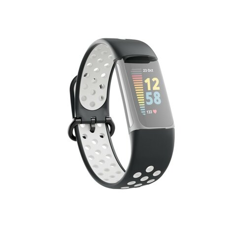 Hama Sportpolsband Voor Fitbit Charge 5 Ademend Horlogebandje Zwart/grijs