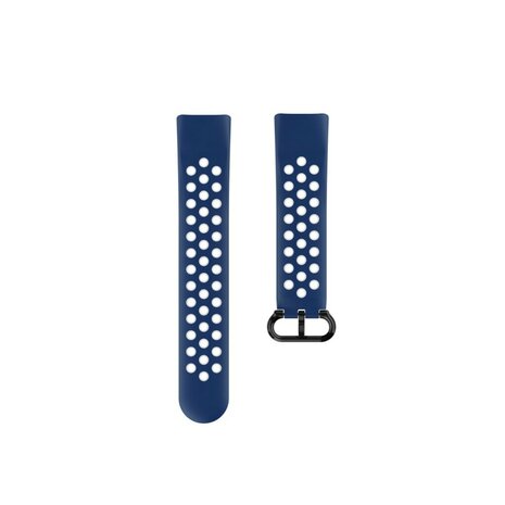 Hama Sportpolsband Voor Fitbit Charge 5 Ademend Horlogebandje D.blauw/grijs