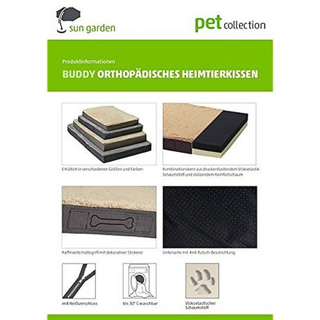 Sun Garden Buddy Orthopedisch Hondenkussen 79x60x8cm Antraciet