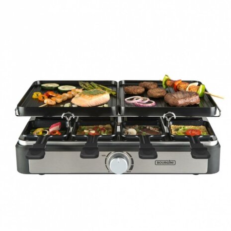 Bourgini Gourmette Raclette Grill 8 Personen Zwart/RVS