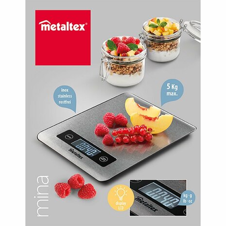 Metaltex Kitchen Helpers Mina Digitale Keukenweegschaal RVS