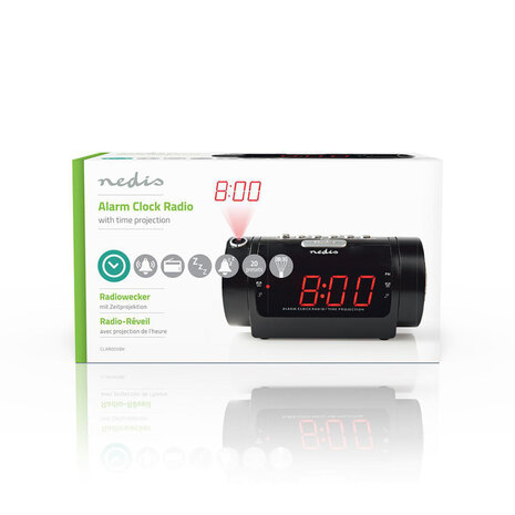 Nedis CLAR005BK Digitale Wekkerradio Met Display Led Van 0,9" Fm Dubbel Alarm Sluimeren