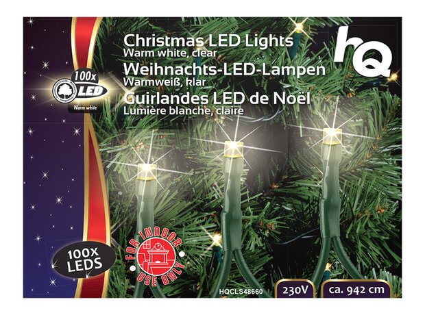 HQ HQCLS48660 Kerstverlichting 100 LEDs 3W 9,42M Warm Wit Binnen