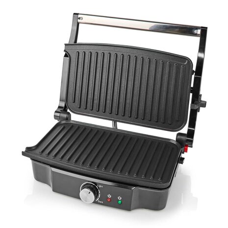 Nedis KAGR131FSR Contact Grill 1500 W 27.8 X 17 Cm Regelbare Temperatuur Kunststof / Roestvrij Staal