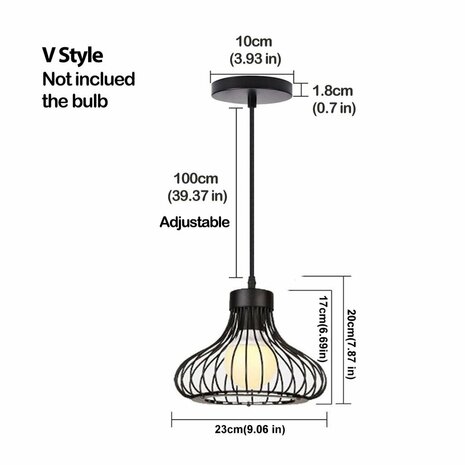 Homestyle Pro MK013-B Industriële Hanglamp 23x20 cm Zwart/Metaal