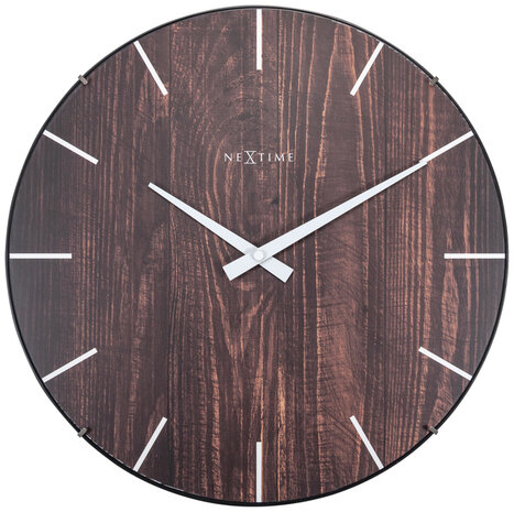 NeXtime NE-3249BR Wandklok Edge-Wood-Dome Dia 35cm Kunststof Bruin