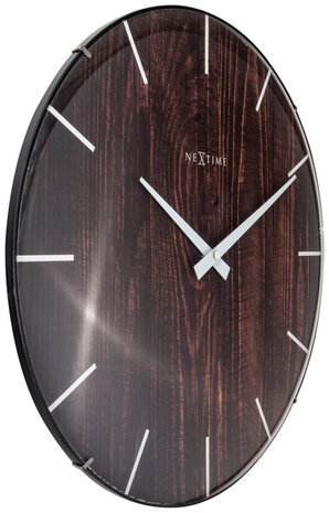 NeXtime NE-3249BR Wandklok Edge-Wood-Dome Dia 35cm Kunststof Bruin