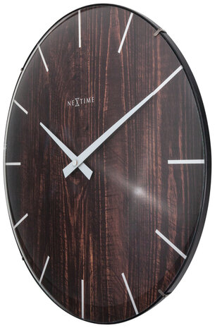 NeXtime NE-3249BR Wandklok Edge-Wood-Dome Dia 35cm Kunststof Bruin