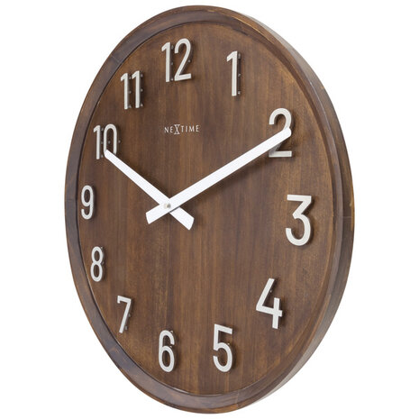 NeXtime NE-3284BR Grote Wandklok - 50cm- Stille Klok - Walnoot Hout - "Precious"