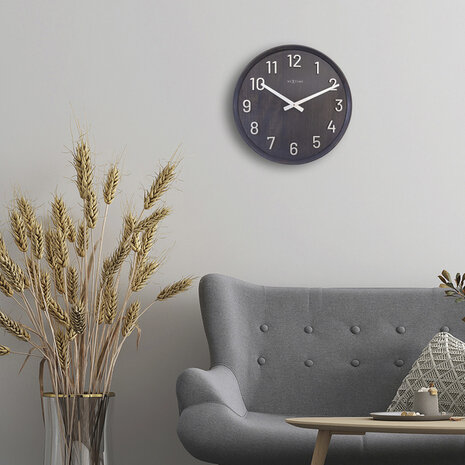 NeXtime NE-3284ZW Grote Wandklok - 50cm- Stille Klok - Walnoot - Zwart - "Precious"