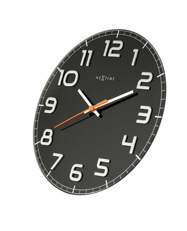 NeXtime NE-8817ZW Wandklok Dia. 30 X 3.5 Cm, Glas, Zwart, 'Classy Round'