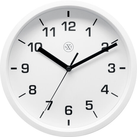 NeXtime NX-7321WI Wandklok NXT Diameter 20cm Kunststof Wit, Witte Wijzerplaat