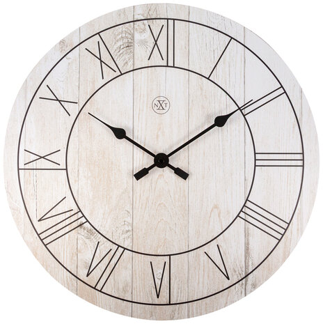 NeXtime NX-7345WI Wandklok NXt Paul Dia 40cm Hout Wit