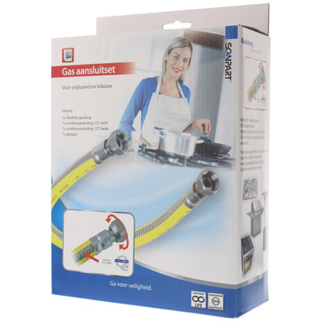 Scanpart Gas Aansluit Set Rvs-flexibele 75cm