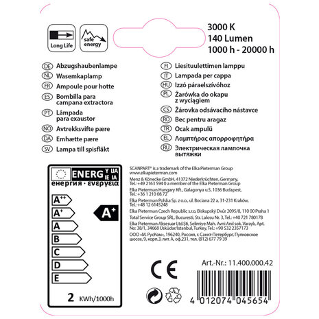 Scanpart Afzuigkaplamp E14 20w Led T26