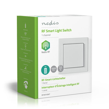 Nedis RFWS10WT Rf Smart Wandschakelaar Enkelvoudig