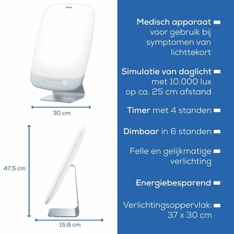 Beurer TL95 Lichttherapielamp 10000 Lux 30x37 cm Zilver/Wit