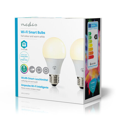 Nedis WIFILC21WTE27 Wi-fi Smart Led-lampen Full-colour En Warm-wit E27 2-pack