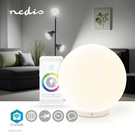 Nedis WIFILM10CWT Smartlife Stemmingslamp Wi-fi Rond Diameter: 200 Mm 360 Lm Koel Wit / Rgb / Warm Wit 2700 - 6500 K 5 W Glas