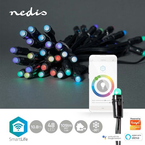 Nedis WIFILP01C48 Smartlife Decoratieve Led Feestverlichting Wi-fi Rgb 48 Led's 10.80 M Android™ / Ios