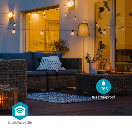 Nedis WIFILP01F10 Smartlife Decoratieve Led Feestverlichting Wi-fi Warm Wit 10 Led's 9.00 M Android™ / Ios Diameter Bulb: 45 Mm