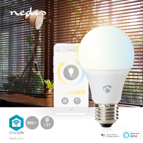 Nedis WIFILRW10E27 Smartlife Led Bulb Wi-fi E27 806 Lm 9 W Warm To Cool White Energieklasse: F Android™ / Ios Peer