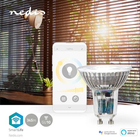 Nedis WIFILRW10GU10 Smartlife Led Bulb Wi-fi Gu10 345 Lm 4.9 W Warm To Cool White Energieklasse: G Android™ / Ios Par16