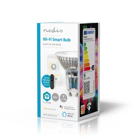 Nedis WIFILRW10GU10 Smartlife Led Bulb Wi-fi Gu10 345 Lm 4.9 W Warm To Cool White Energieklasse: G Android™ / Ios Par16