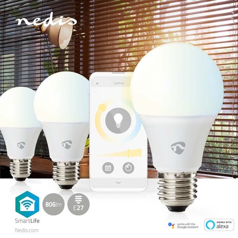 Nedis WIFILRW30E27 Smartlife Led Bulb Wi-fi E27 806 Lm 9 W Warm To Cool White Energieklasse: F Android™ / Ios Peer