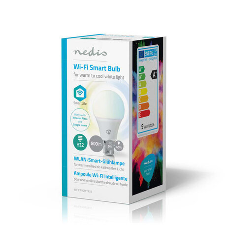 Nedis WIFILW10WTB22 Wi-fi Slimme Led-lamp Warm- Tot Koud-wit B22