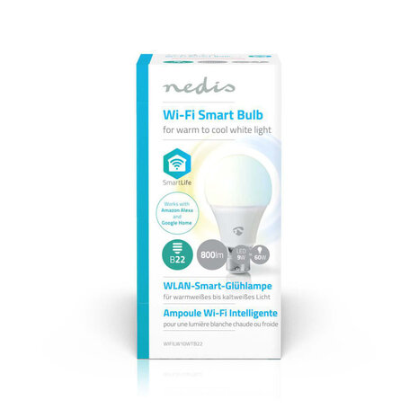 Nedis WIFILW10WTB22 Wi-fi Slimme Led-lamp Warm- Tot Koud-wit B22