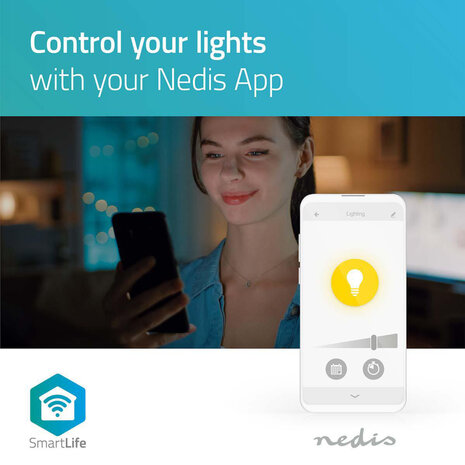 Nedis WIFILW12WTE27 Smartlife Led Bulb Wi-fi E27 800 Lm 9 W Warm Wit 2700 K Energieklasse: A+ Android™ & Ios Diameter: 60 Mm A60