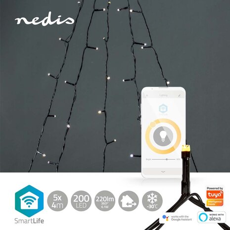 Nedis WIFILXT11W200 Smartlife Decoratieve Led Boom Wi-fi Warm Wit 200 Led's 5 X 4 M Android™ / Ios