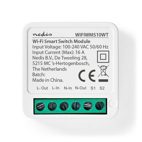 Nedis WIFIWMS10WT Smartlife Schakelaar Wi-fi 3680 W Kroonsteen App Beschikbaar Voor: Android™ / Ios