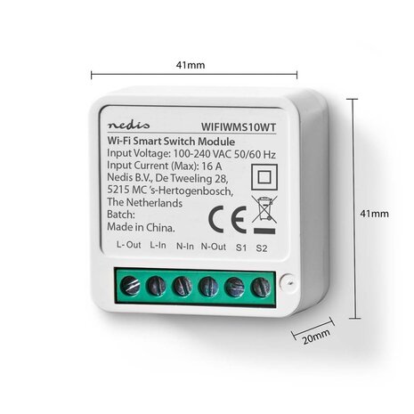 Nedis WIFIWMS10WT Smartlife Schakelaar Wi-fi 3680 W Kroonsteen App Beschikbaar Voor: Android™ / Ios