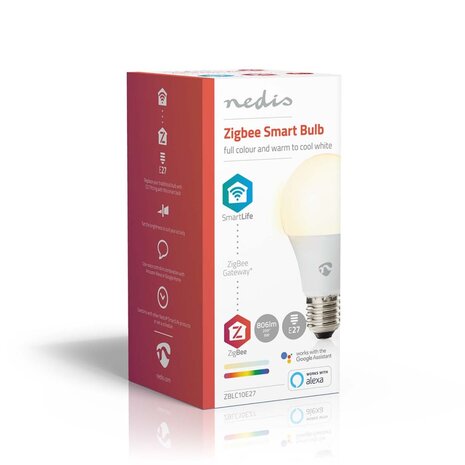 Nedis ZBLC10E27 Smartlife Multicolour Lamp Zigbee 3.0 E27 806 Lm 9 W Rgb / Warm Tot Koel Wit 2200 - 6500 K Android™ / Ios Peer 1 Stuks