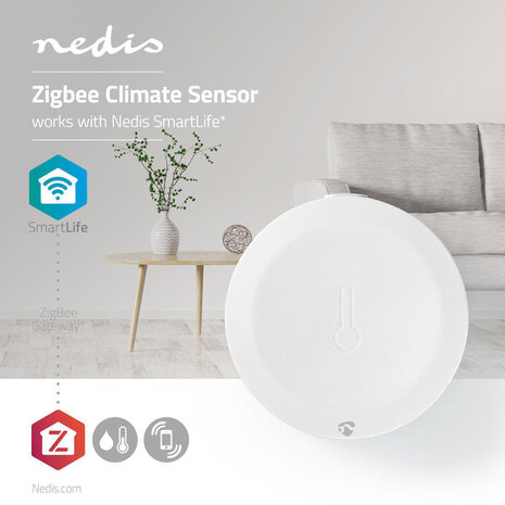 Nedis ZBSC10WT Slimme Klimaatsensor Zigbee Batterij Meegeleverd