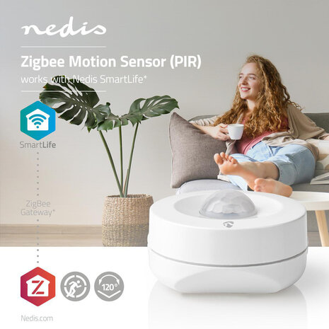 Nedis ZBSM10WT Slimme Pir-bewegingssensor Zigbee Batterij Meegeleverd