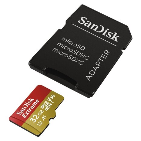 Sandisk MicroSDXC Extreme 32GB (A1/ V30/ U3/ UHS-I/ Cl.10/ R100/ W60)+Ad.Act.Cam