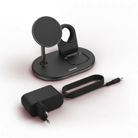 Hama 3in1 Draadloos Oplaadstation MagCharge Multi Voor IPhone AirPods En Watch