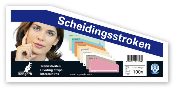 Kangaro 07070-09-TR Scheidingsstrook 2-gaats Trapezium 180gr RC Wit