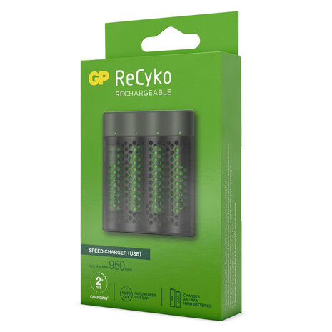 GP Recyko USB Lader + 4 AAA Batterijen 950mah