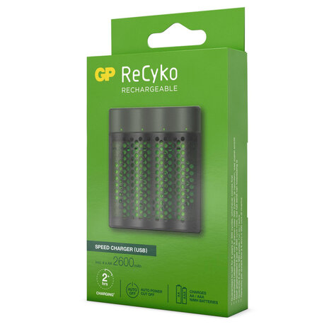 GP Recyko USB Lader + 4 AA Batterijen 2600mah