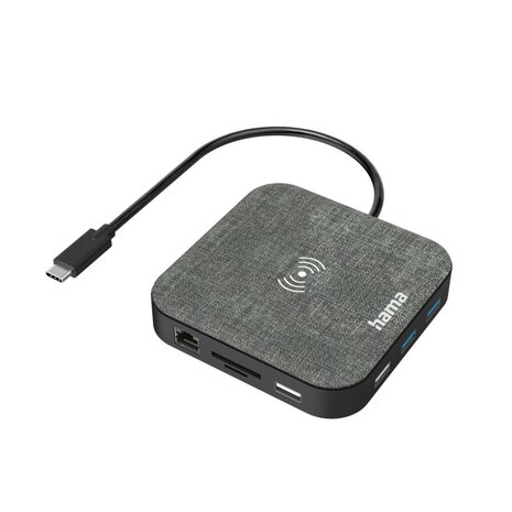 Hama USB-C-hub Multiport Met Wireless Qi Charging 12-poorts