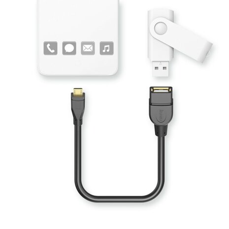 Hama USB-adapterkabel OTG Micro-USB-stekker - USB-A-aansluiting 15 Cm Zwart